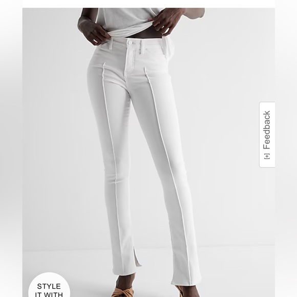 Mid Rise White Pintuck Skyscraper Jeans Size 14 Short - Picture 1 of 6